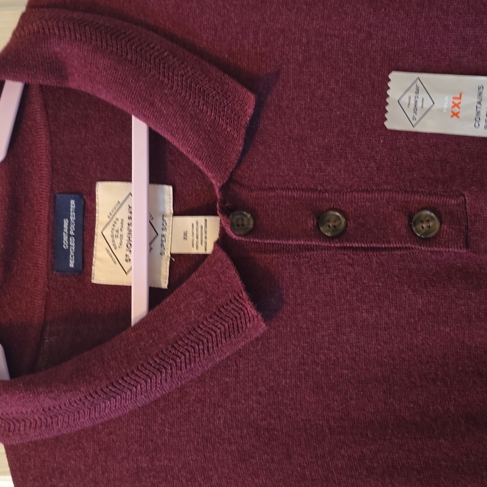 ST. JOHN'S BAY BRAND MEN'S BIG & TALL BURGUNDY POLO PULLOVER SWEATER SIZE XXL